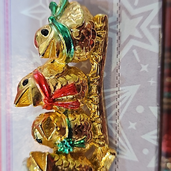 CAJC Signed 80s 4 Birds Singing Christmas Brooch‎ Pin Vintage - Picture 4 of 6